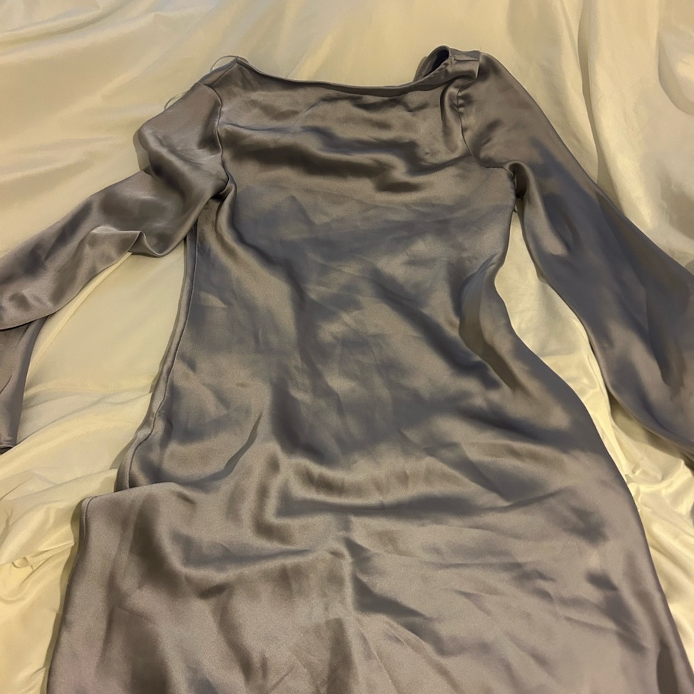 Periwinkle Gray Satin Dress